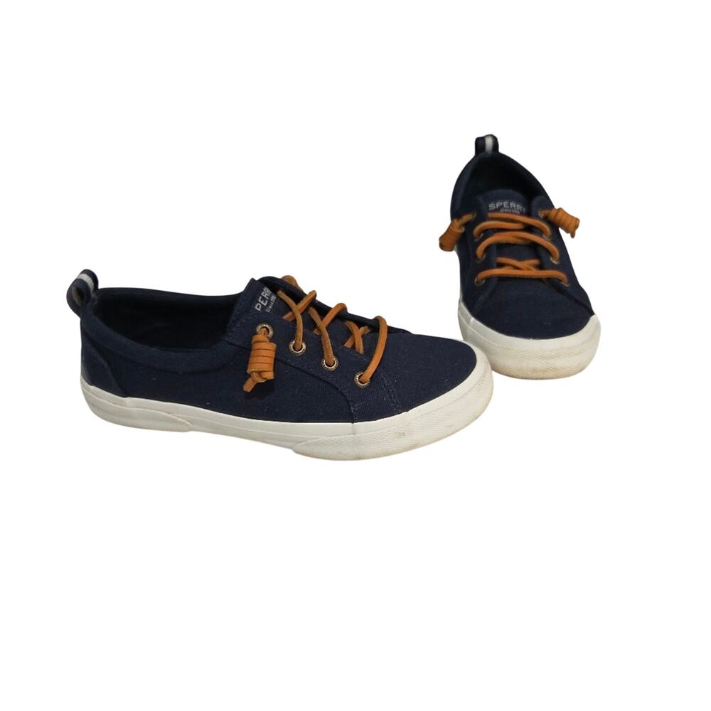 Sperry Top Sider Navy Blue Leather Laces Size 5.5